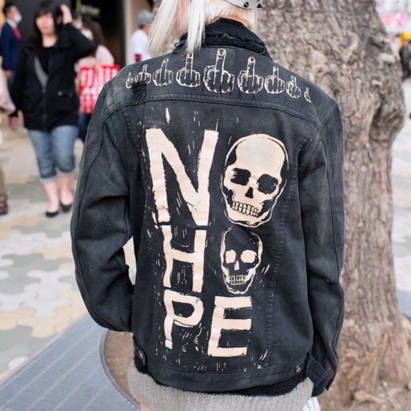 UNIF Jackets & Blazers - UNIF Distressed No Hope Black Denim Jacket XS